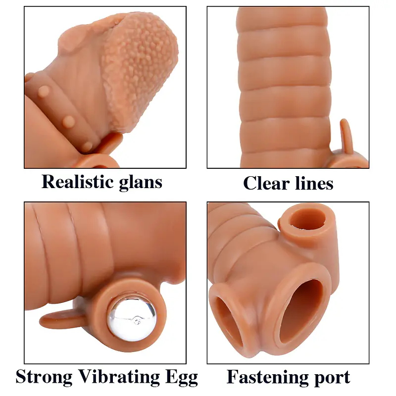 MyPleasure Textured Vibrating Penis Extender Sleeve for Men - Master