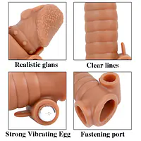 MyPleasure Textured Vibrating Penis Extender Sleeve for Men - Master