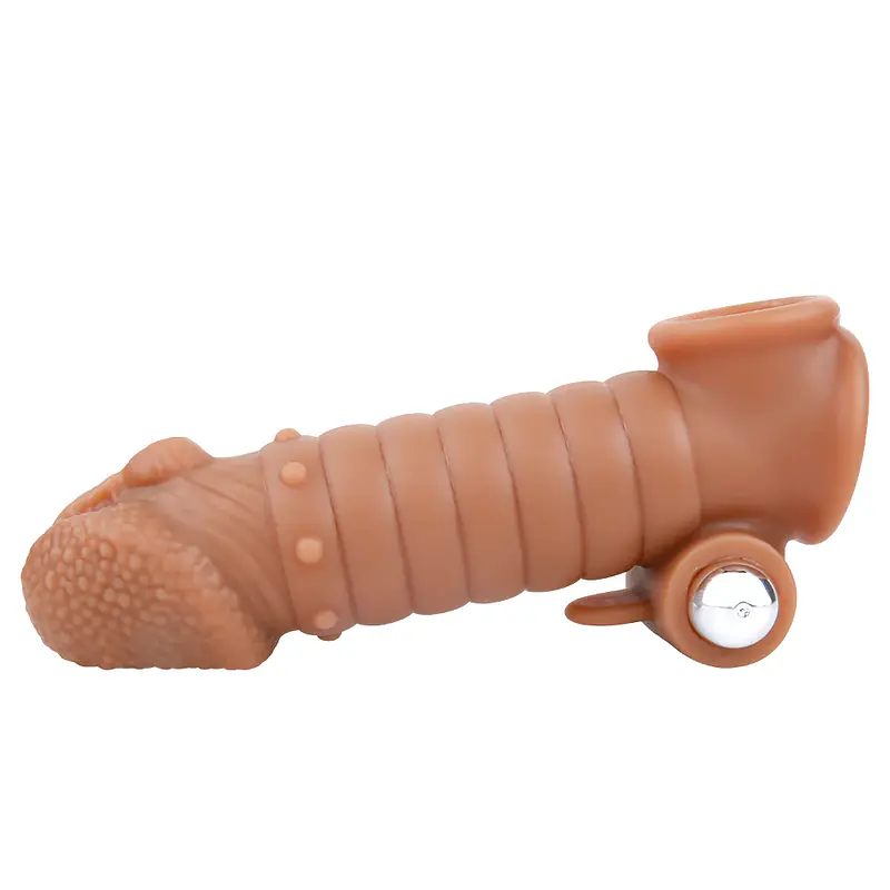 MyPleasure Textured Vibrating Penis Extender Sleeve for Men - Master