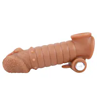 MyPleasure Textured Vibrating Penis Extender Sleeve for Men - Master