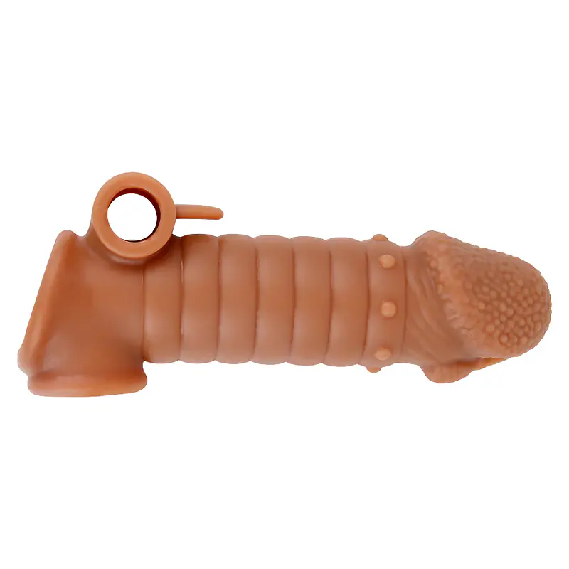 MyPleasure Textured Vibrating Penis Extender Sleeve for Men - Master