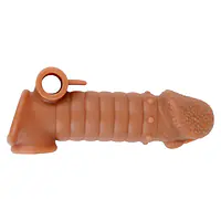 MyPleasure Textured Vibrating Penis Extender Sleeve for Men - Master