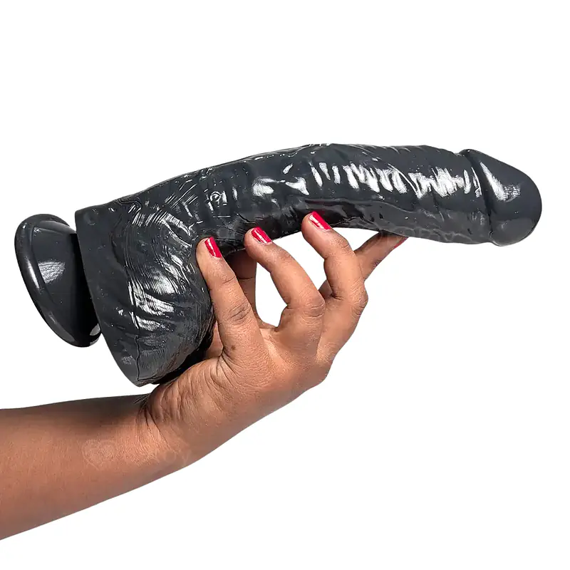Dark Desire 9-Inch Black Suction Dildo with Veins - Master