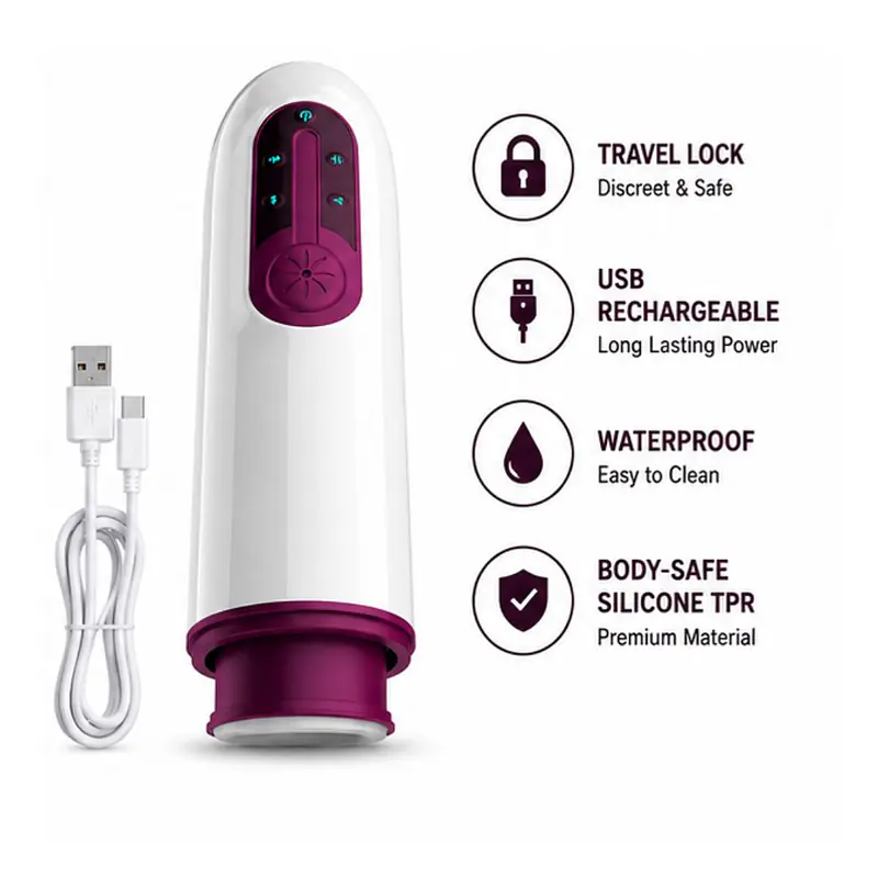 Stretch Pro Heat Automatic Thrusting & Sucking Masturbator with 12 Modes & Voice - Master