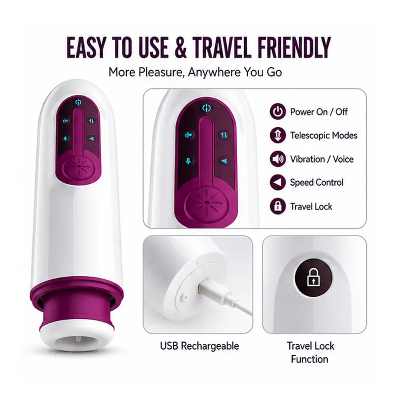 Stretch Pro Heat Automatic Thrusting & Sucking Masturbator with 12 Modes & Voice - Master