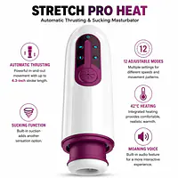 Stretch Pro Heat Automatic Thrusting & Sucking Masturbator with 12 Modes & Voice - Master