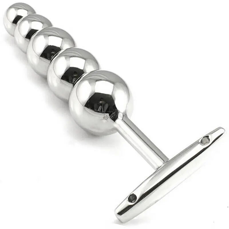 Titan 5-Bead 6-Inch XL Stainless Steel Anal Butt Plug - Master