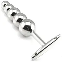 Titan 5-Bead 6-Inch XL Stainless Steel Anal Butt Plug - Master
