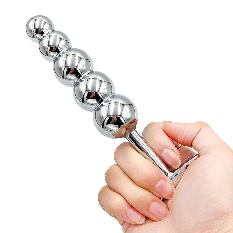 Titan 5-Bead 6-Inch XL Stainless Steel Anal Butt Plug - Master