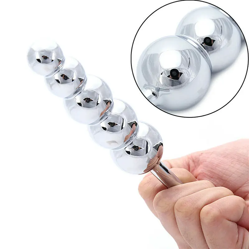 Titan 5-Bead 6-Inch XL Stainless Steel Anal Butt Plug - Master