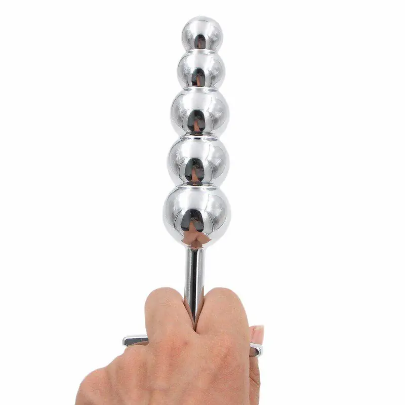 Titan 5-Bead 6-Inch XL Stainless Steel Anal Butt Plug - Master