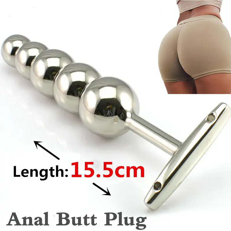 Titan 5-Bead 6-Inch XL Stainless Steel Anal Butt Plug - Master