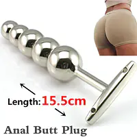 Titan 5-Bead 6-Inch XL Stainless Steel Anal Butt Plug - Master