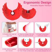Red Angel Wings Nipple Vibrator with 10 Modes, Remote Control & USB Rechargeable - Master