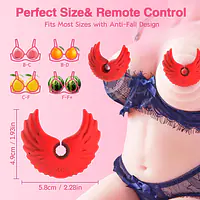 Red Angel Wings Nipple Vibrator with 10 Modes, Remote Control & USB Rechargeable - Master
