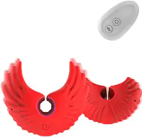 Red Angel Wings Nipple Vibrator with 10 Modes, Remote Control & USB Rechargeable - Master