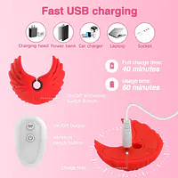 Red Angel Wings Nipple Vibrator with 10 Modes, Remote Control & USB Rechargeable - Master