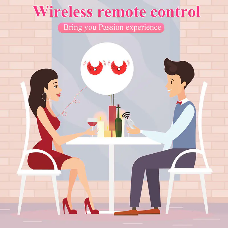 Red Angel Wings Nipple Vibrator with 10 Modes, Remote Control & USB Rechargeable - Master