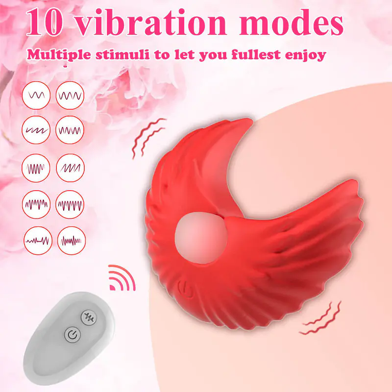 Red Angel Wings Nipple Vibrator with 10 Modes, Remote Control & USB Rechargeable - Master