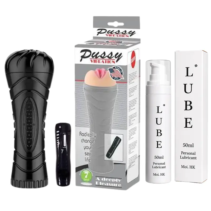 7-Mode Vibrating Fleshlight with Remote & 50ml Lube Combo for Men - Master