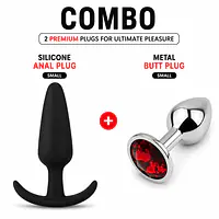 Small Metal & Anchor Base Silicone Butt Plug Combo - Master
