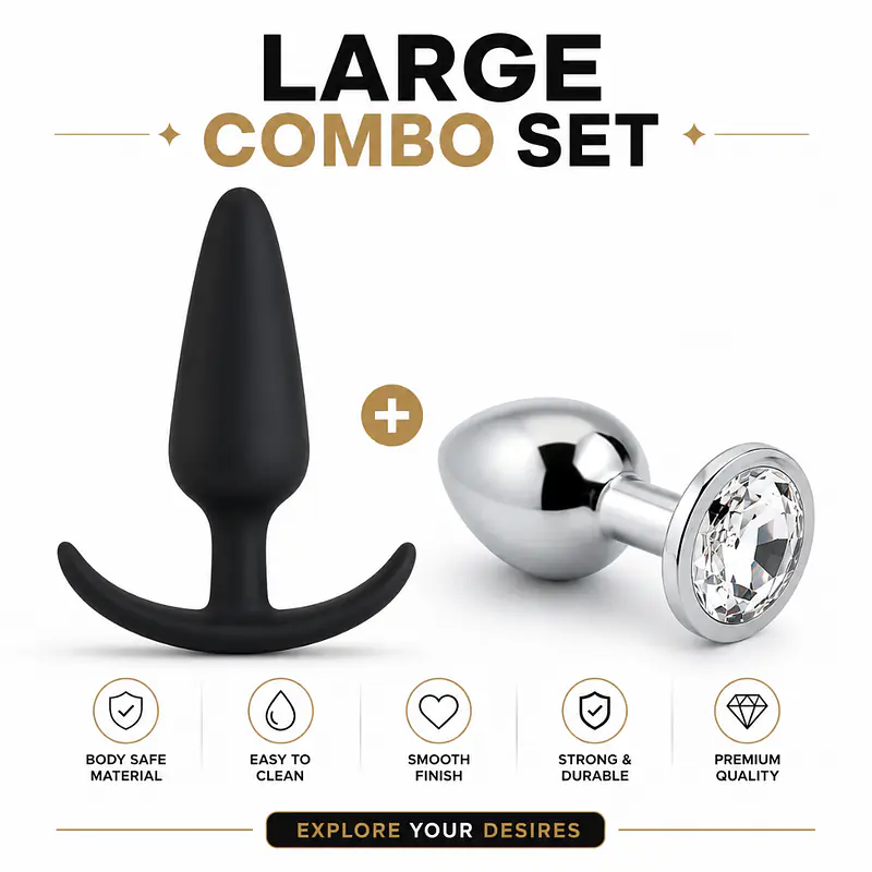 Large 3.5 Inch Silicone & Metal Plug Combo Set - Master