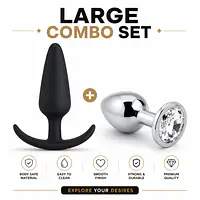 Large 3.5 Inch Silicone & Metal Plug Combo Set - Master