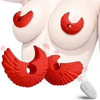 Red Angel Wings Nipple Vibrator with 10 Modes, Remote Control & USB Rechargeable - Master