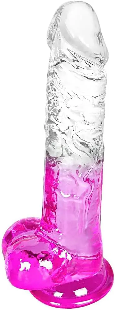 Clear Purple Dual-Tone Dildo with Suction Base 7 Inch - Master
