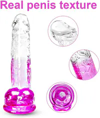 Clear Purple Dual-Tone Dildo with Suction Base 7 Inch - Master