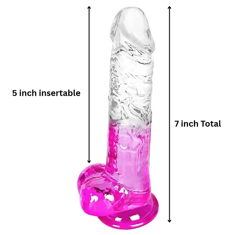 Clear Purple Dual-Tone Dildo with Suction Base 7 Inch - Master