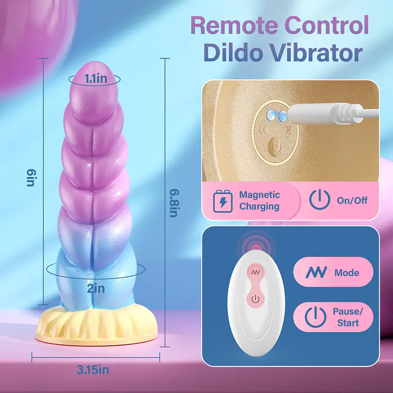 Monster Pulse 7-Inch Vibrating Dildo with 8 Modes, Remote Control & Magnetic Charging - Master