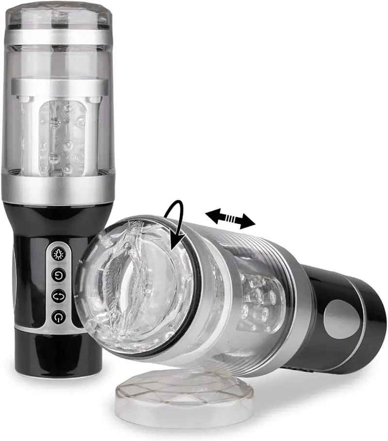 Moan Master 3-in-1 Vibrating, Thrusting & Rotating Male Masturbator with Girl Voice Earphones - Master