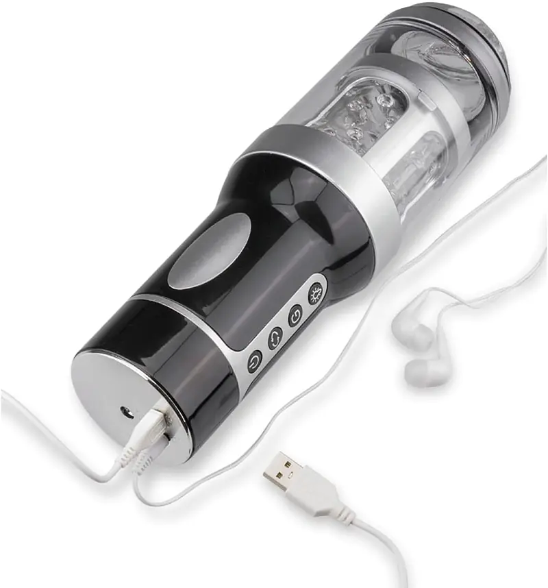 Moan Master 3-in-1 Vibrating, Thrusting & Rotating Male Masturbator with Girl Voice Earphones - Master