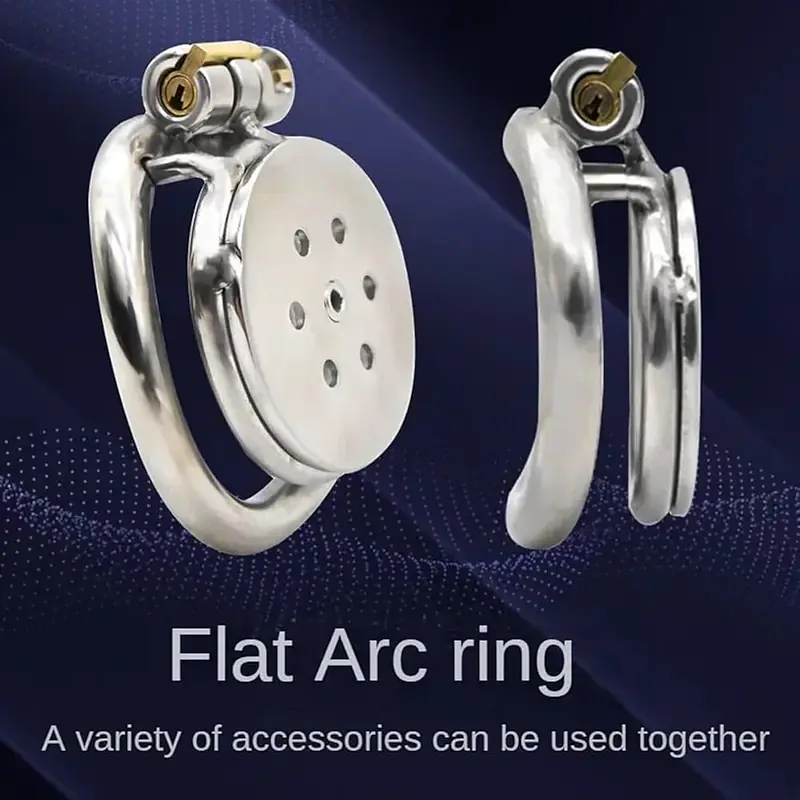 Flat Guard Low Profile Stainless Steel Chastity Cage with Secure Lock - Master