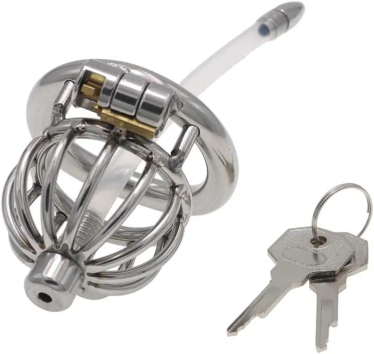Steel Vault X-Tube Stainless Steel Chastity Cage with Removable Urethral Tube & Secure Lock - Master