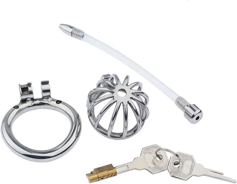 Steel Vault X-Tube Stainless Steel Chastity Cage with Removable Urethral Tube & Secure Lock - Master