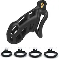 Cobra Guard X5 Resin Chastity Device Standard Size with 4 Base Rings & 5 Padlocks - Master