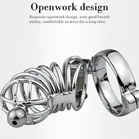 Void Lock Prime Advanced Stainless Chastity Cage with Hollow Urethral Insert - Master
