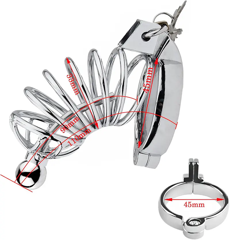 Void Lock Prime Advanced Stainless Chastity Cage with Hollow Urethral Insert - Master