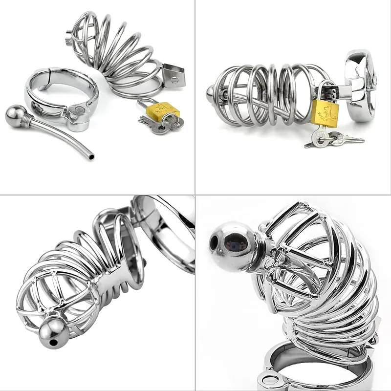 Void Lock Prime Advanced Stainless Chastity Cage with Hollow Urethral Insert - Master