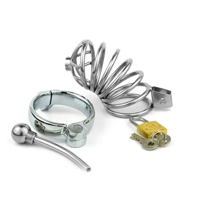 Void Lock Prime Advanced Stainless Chastity Cage with Hollow Urethral Insert - Master