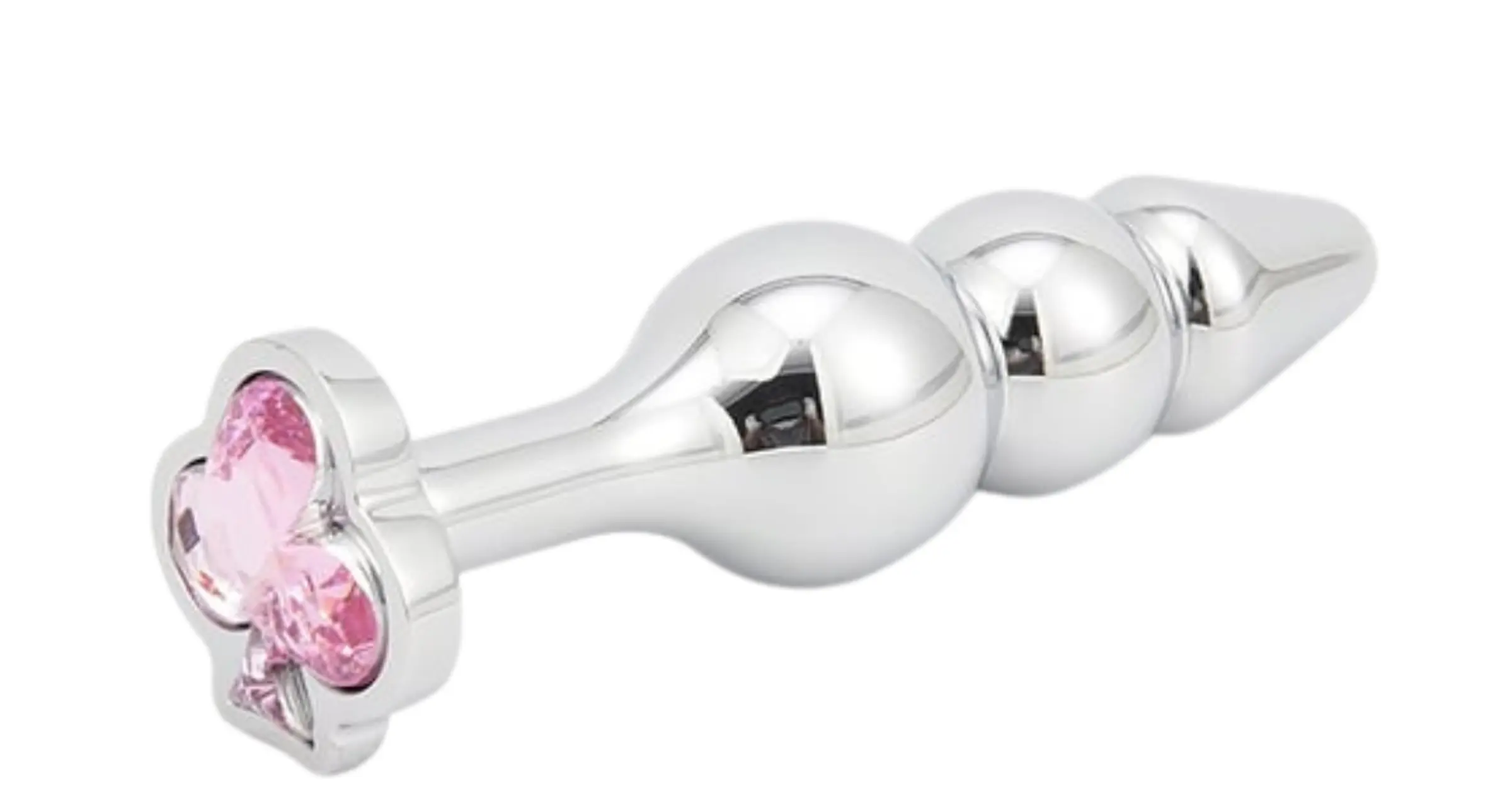 Club Gem Three-Bead Metal Butt Plug 4 Inches – Stylish Club Symbol Base