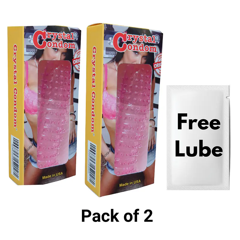 Silicone Crystal Reusable Condom  for Men with Dotted Texture and Free Lubricant Pack of 2 - Master