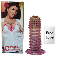 Silicone Crystal Reusable Condom  for Men with Dotted Texture and Free Lubricant Pack of 2 - Master