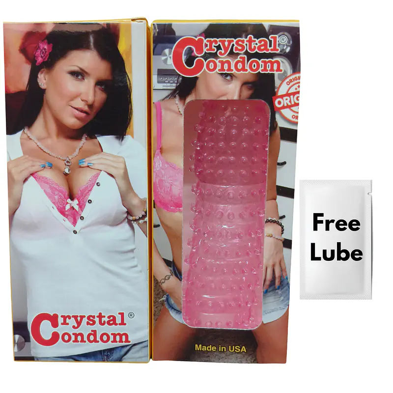 Silicone Crystal Reusable Condom  for Men with Dotted Texture and Free Lubricant Pack of 2 - Master