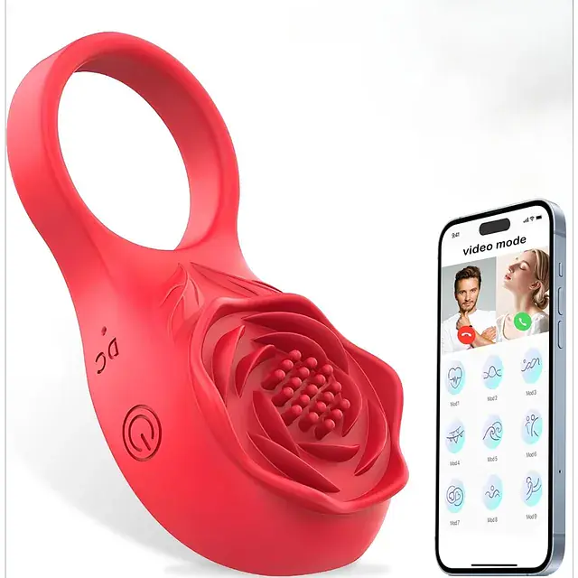 Red Vibe App-Controlled Ejaculation Delay & Nipple and Clit Stimulator Vibrating Ring - Master