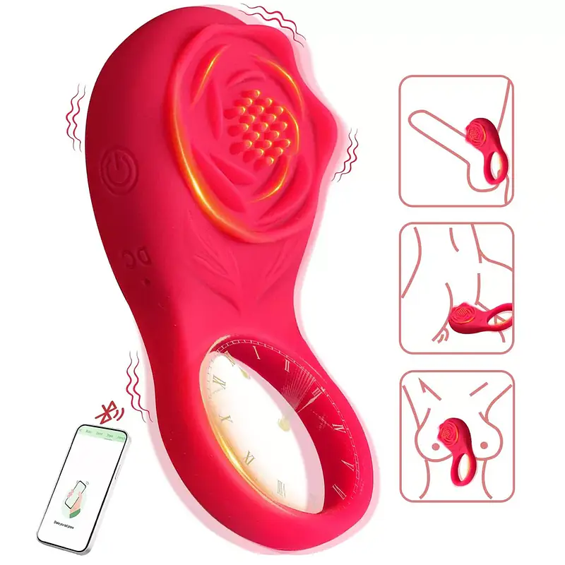 Red Vibe App-Controlled Ejaculation Delay & Nipple and Clit Stimulator Vibrating Ring - Master