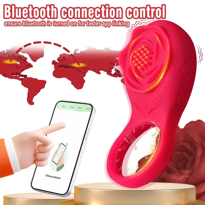 Red Vibe App-Controlled Ejaculation Delay & Nipple and Clit Stimulator Vibrating Ring - Master