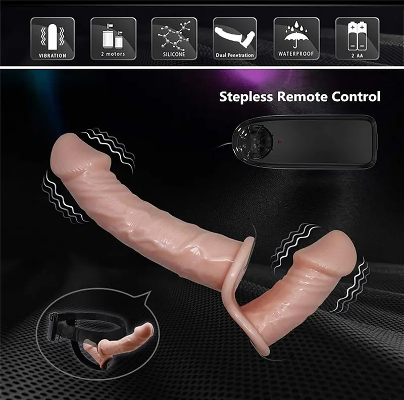 Duo Delight Vibrating Strap-On Double Dildo Vibrator for Couples - Master
